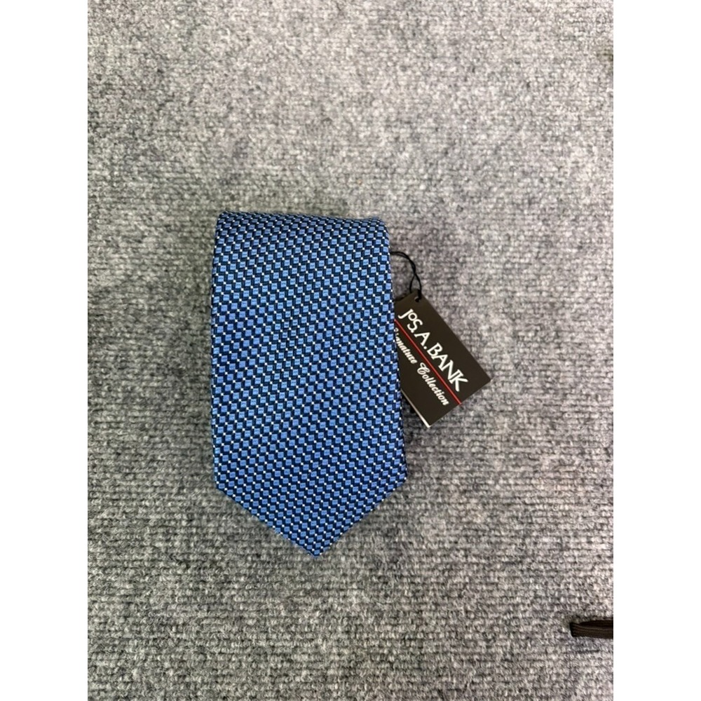 NWT Jos A Bank Signature Collection Silk Tie Blue Geometric Micro Square 58"X3.5
